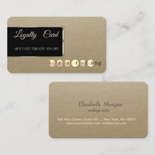 Elegant Modern Rustic Kraft Loyalty-kaart Klantenkaartje (Voorkant / Achterkant)