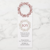 Elegant modern Rustic Wreath Joy Holiday Business Flessenhanger (Voorkant)