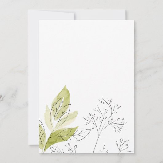 Elegant modern rustiek groen en wit verloving kaart (Achterkant)