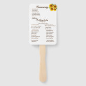 Elegant Modern Rustiek Zonnebloem Trouwprogramma Handwaaier (Achterkant)