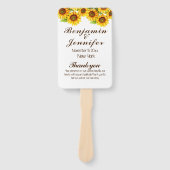 Elegant Modern Rustiek Zonnebloem Trouwprogramma Handwaaier (Voorkant)