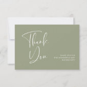 Elegant & Modern Sage Green Baby shower Dank u Bedankkaart (Voorkant)