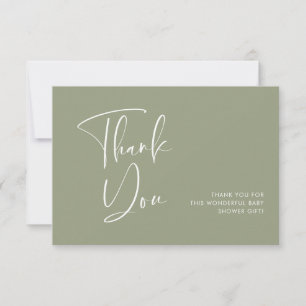 Elegant & Modern Sage Green Baby shower Dank u Bedankkaart