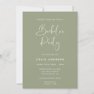 Elegant & Modern Sage Green Bachelor Party Kaart