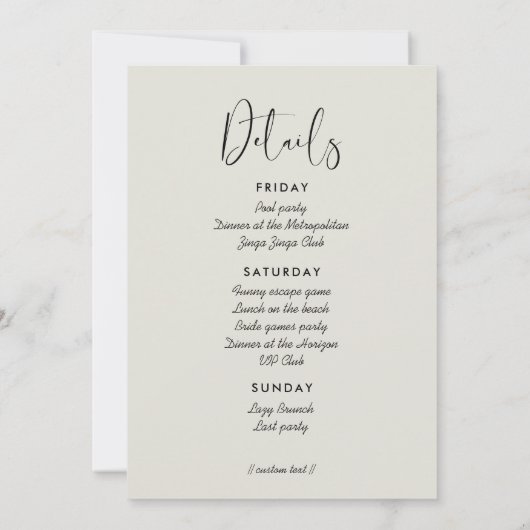 Elegant & modern Sage Green Bachelorette Weekend Kaart (Achterkant)