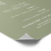 Elegant & Modern Sage Green bruiloft Bar menu Poster (Hoek)
