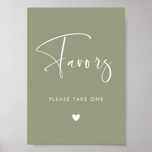 Elegant & Modern Sage Green bruiloft Favorieten te Poster (Voorkant)