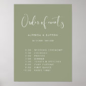 Elegant Modern Sage Green bruiloft Orde van evenem Poster (Voorkant)