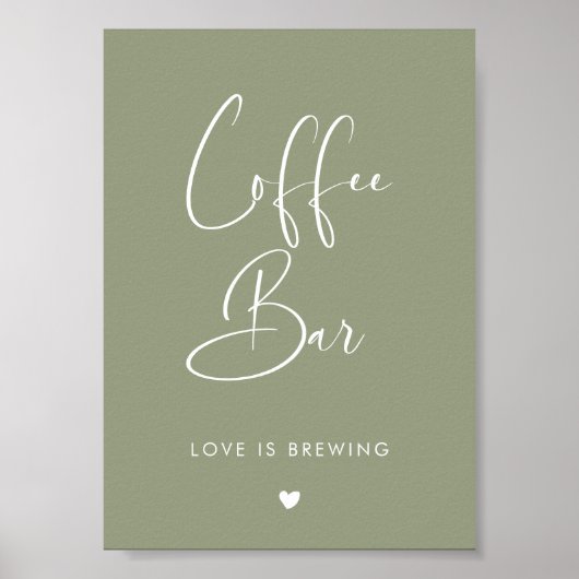 Elegant & Modern Sage Green Coffee Bar bord Poster (Voorkant)