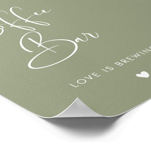 Elegant & Modern Sage Green Coffee Bar bord Poster (Hoek)