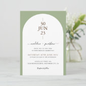 Elegant Modern Sage Green door Foto Wedding Invdin Kaart (Staand voorkant)