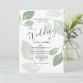 Elegant Modern Sage Green Foliage Wedding Kaart (Staand voorkant)