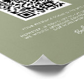 Elegant & modern Sage Green Honeymoon Fonds QR Cod Poster (Hoek)