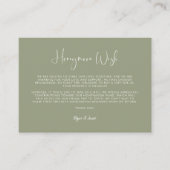Elegant & modern sage green Honeymoon wish Informatiekaartje (Voorkant)