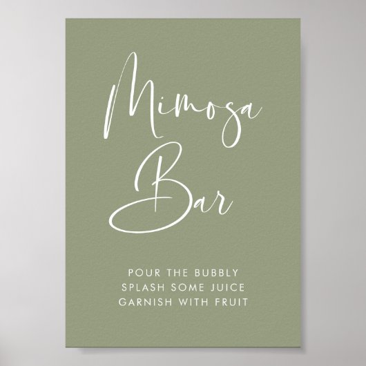 Elegant & Modern Sage Green Mimosa barbord Poster (Voorkant)