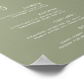 Elegant Modern Sage Green Wedding Dessert Bar bord Poster (Hoek)