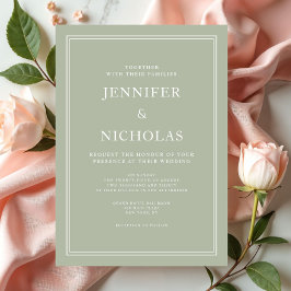 Elegant Modern Sage Green Wedding Kaart
