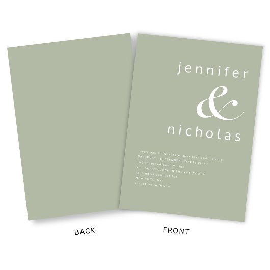 Elegant Modern Sage Green Wedding Kaart