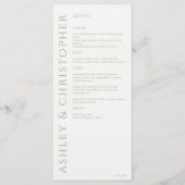 Elegant Modern Sage Green Wedding Menu (Voorkant)