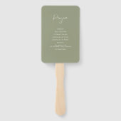 Elegant & Modern Sage Green Wedding programma Handwaaier (Achterkant)