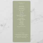Elegant Modern Sage Green Wedding Programmakaart (Achterkant)