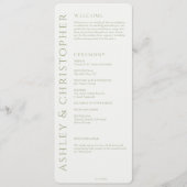 Elegant Modern Sage Green Wedding Programmakaart (Voorkant)