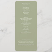Elegant Modern Sage Green Wedding Programmakaart (Achterkant)