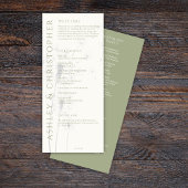 Elegant Modern Sage Green Wedding Programmakaart