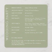 Elegant Modern Sage Green Wedding Programmakaart (Achterkant)