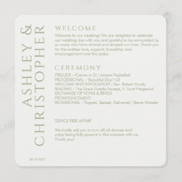 Elegant Modern Sage Green Wedding Programmakaart