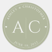 Elegant Modern Sage Green Wedding Ronde Sticker (Voorkant)