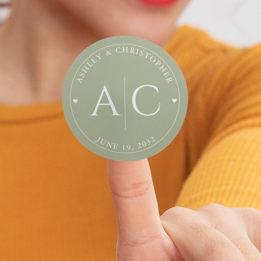 Elegant Modern Sage Green Wedding Ronde Sticker