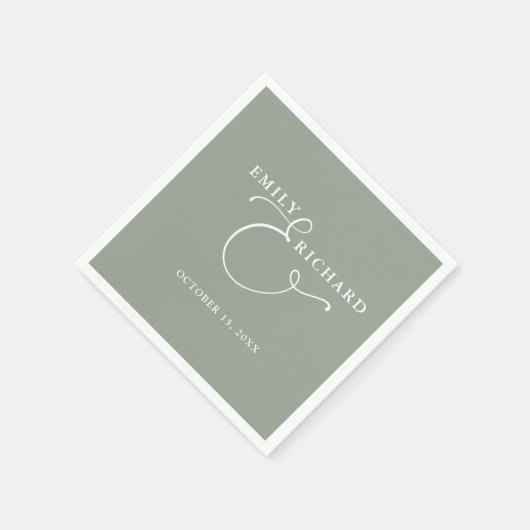 Elegant Modern Sage Green Wedding Servet (Hoek)