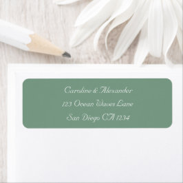 Elegant Modern Sage Groen Bruiloft Retouradres Etiket