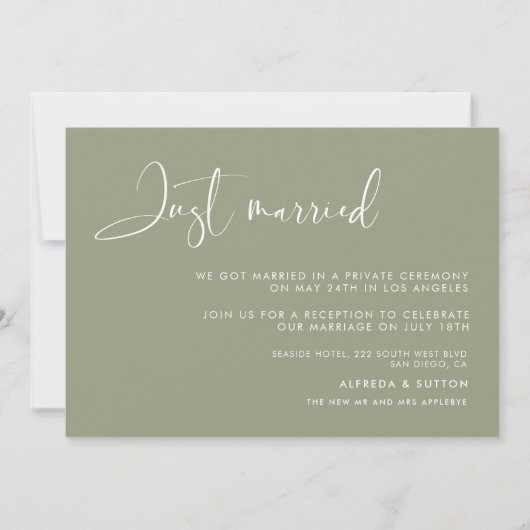 Elegant & modern Sage Groen Gewoon gehuwde kaart (Voorkant)