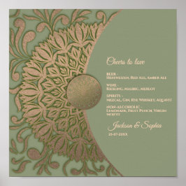 Elegant Modern Sage groen & goud klassiek menubord Poster
