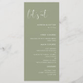 Elegant & modern Sage groen Let's eat bruiloft Menu (Voorkant)