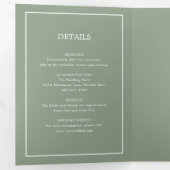 Elegant Modern Sage Groen Monogram Eenvoudige Brui Drieluik Uitnodiging (Binnenzijde eerst)