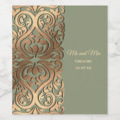 Elegant Modern Salie groen & goud Faux Gold Luxe Wijn Etiket (Enkel label)