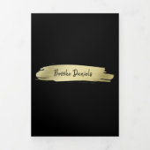 Elegant Modern Salon Black Gold Trifold Brochure Drieluik Kaart (Cover)