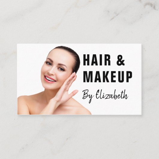 Elegant Modern Salon Haarstylist Fotoscript Visitekaartje (Voorkant)