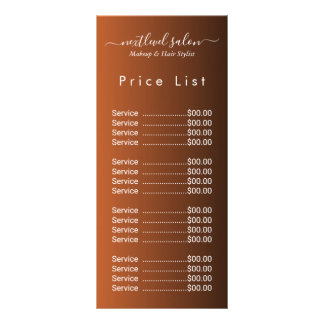 Elegant Modern Salon Price List Rack Card  Reclamekaart