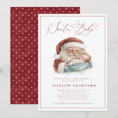 Elegant Modern Santa Baby Baby Shower Invitation Kaart (Voorkant / Achterkant)