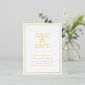 Elegant Modern Save The Date Gold Folie Uitnodiging Briefkaart (Staand Voorkant)