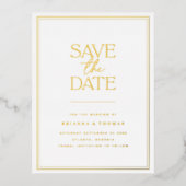 Elegant Modern Save The Date Gold Folie Uitnodiging Briefkaart (Voorkant)