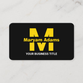 Elegant Modern (Scan QR Code) Monogram Zwart Goud Visitekaartje