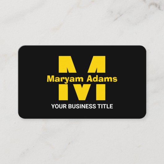 Elegant Modern (Scan QR Code) Monogram Zwart Goud Visitekaartje (Voorkant)