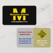 Elegant Modern (Scan QR Code) Monogram Zwart Goud Visitekaartje (Voorkant / Achterkant)