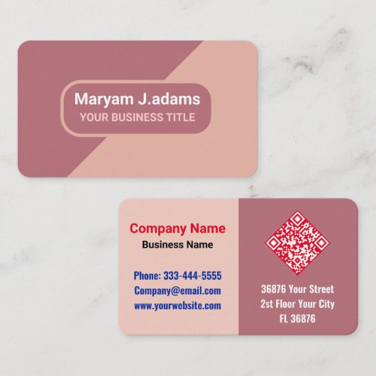 Elegant Modern (Scan QR Code) Roos Goud Visitekaartje (Voorkant / Achterkant)