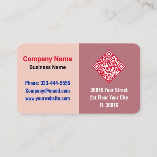 Elegant Modern (Scan QR Code) Roos Goud Visitekaartje (Achterkant)